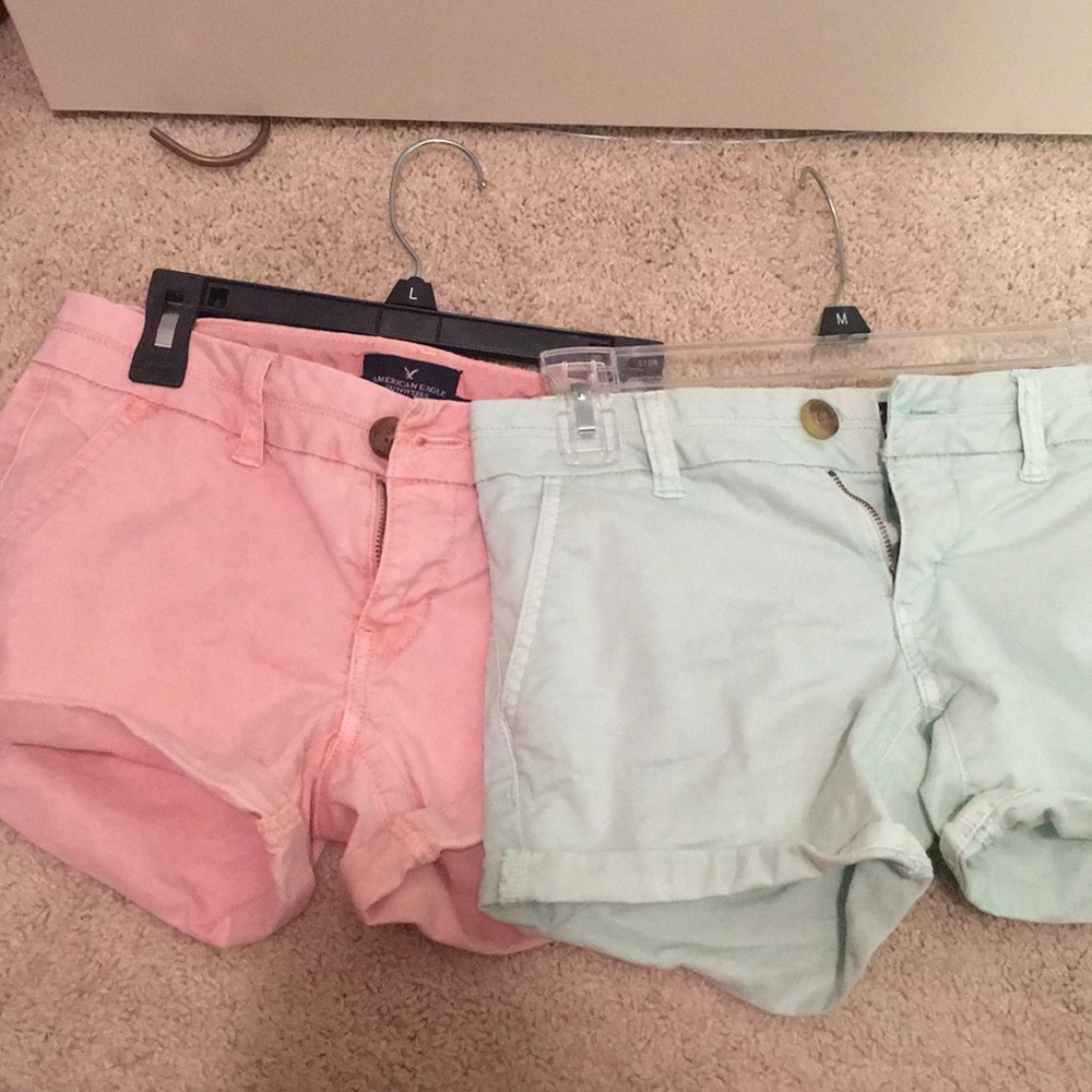 Mint and light pink American Eagle shorts
